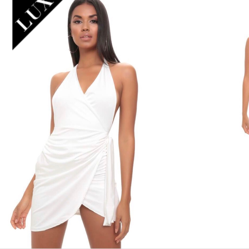 I Saw It First White Slinky Wrap Dress